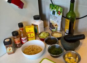 The ingredients, minus the meat and liquid (ignore the wine)